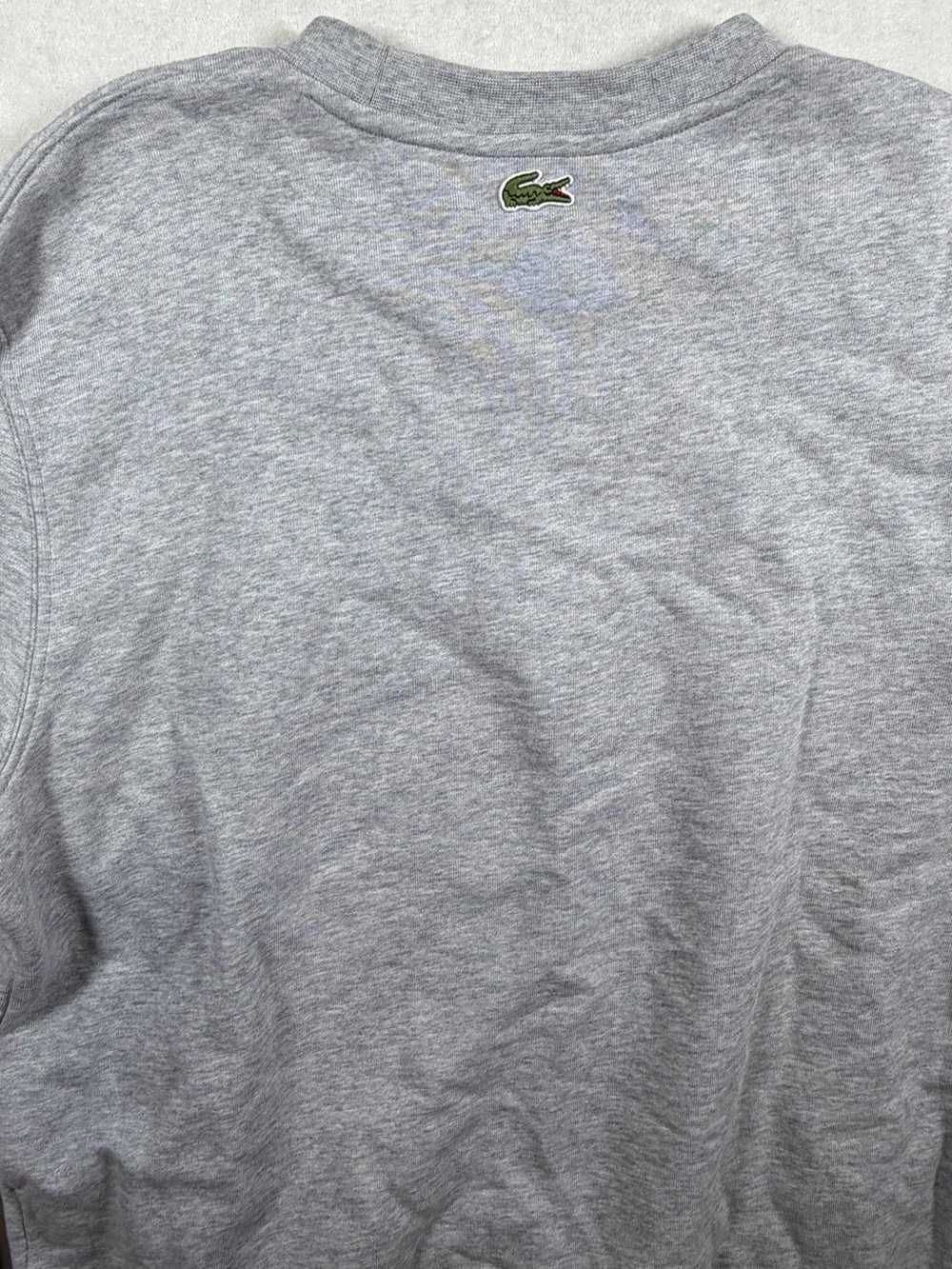 Lacoste FR4 US Medium Grey Crewneck Sweatshirt with Green Stripe Accents